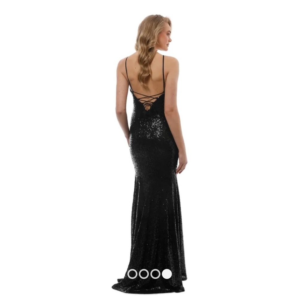 Theia Black Sequin Gown
